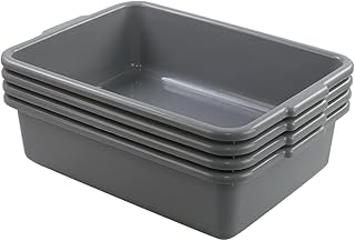 Sponsored Ad - Rinboat 13 L Plastic Commercial Bus Tubs, Grey Plastic Dishwashing Tub, 4 Packs