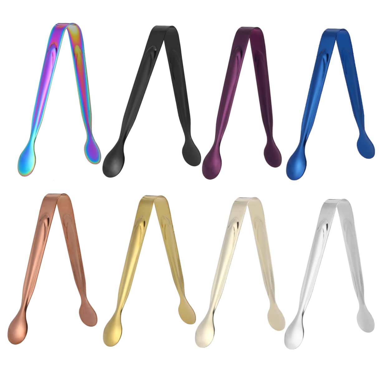 Garneck Mini Tongs Ice Clamp Set 6pcs Stainless Steel Food Tongs Rustproof Easy to Handle for Home