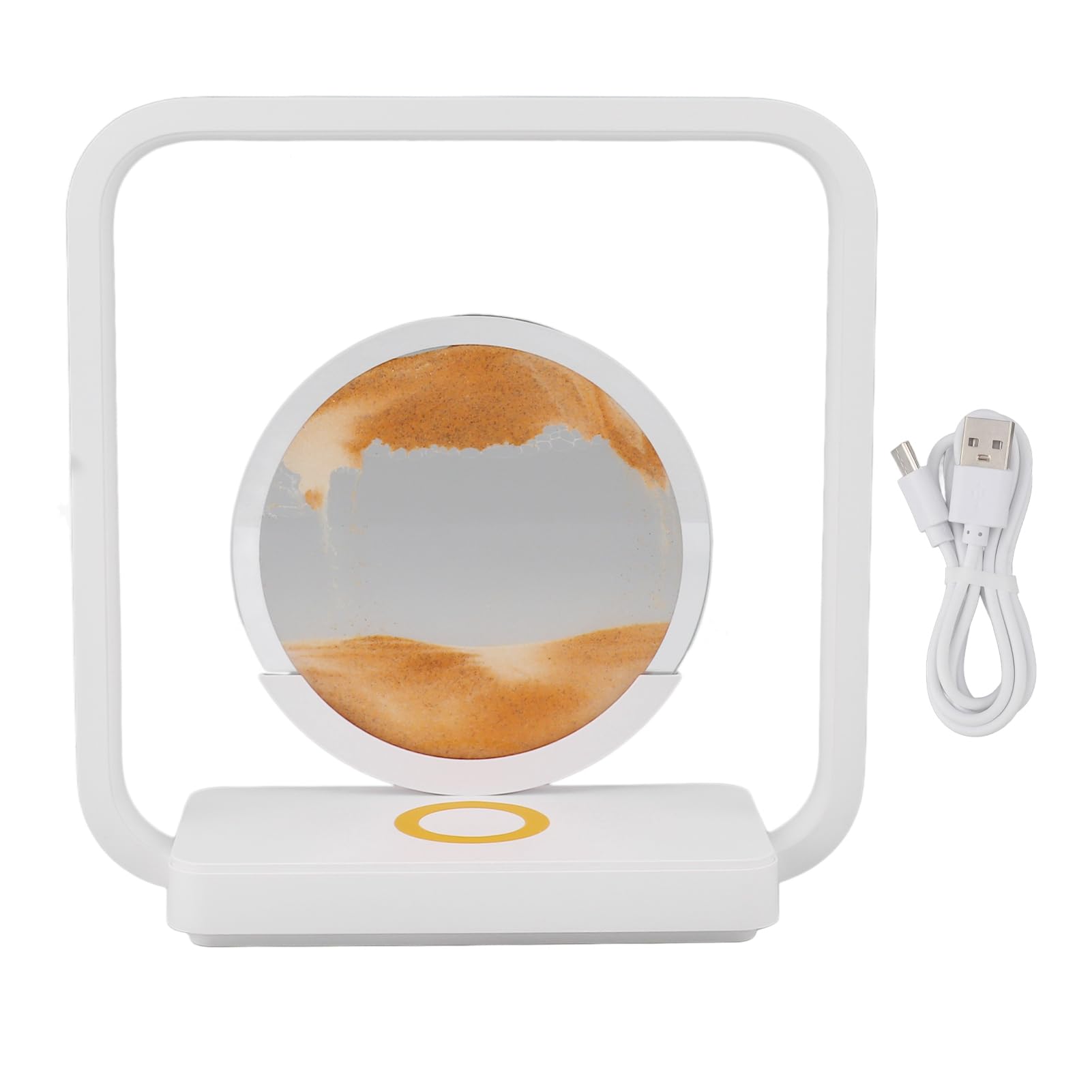 FTVOGUE Lampe Sablier, Lampe Polyvalente à Mouvement Liquide et Sable, Compacte, à intensité Variable en Continu, Alimentée par USB pour Bureau (YELLOW)
