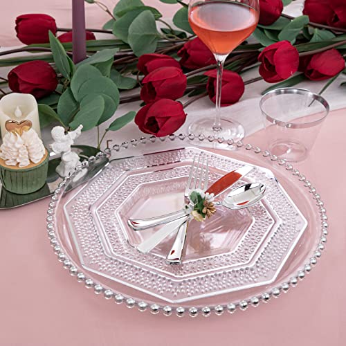 DaYammi 30-Piece Silver Plastic Dinnerware Set with Cutlery & Cups