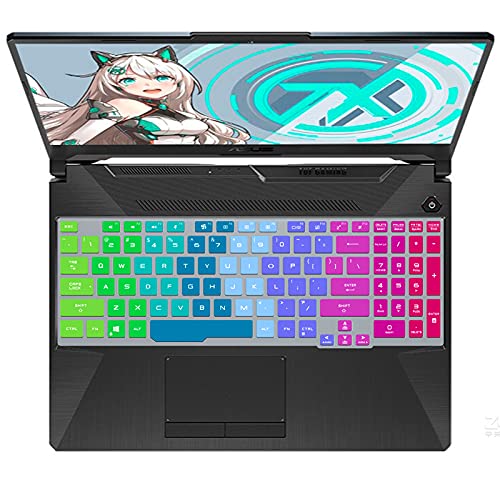 Justec Keyboard Cover Fit with ASUS TUF Gaming A15 TUF506 TUF506IV TUF506IU FA506 FA506IH FA506II, TUF Gaming F17 FX706 FX706LI, TUF Gaming A17 TUF706 TUF706IU TUF706IH Series Gaming Laptop - Rainbow