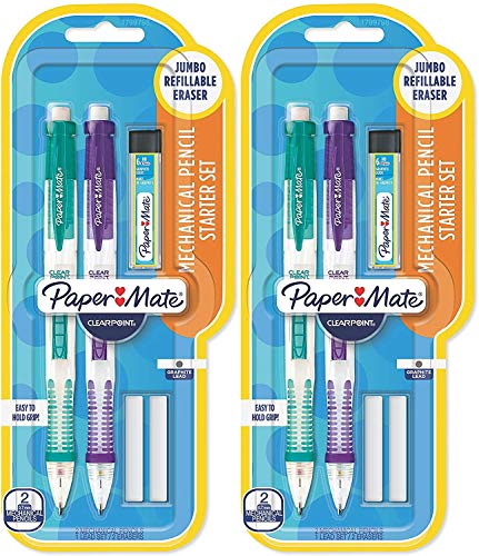 Paper Mate 56047PP Clearpoint 0.7mm Mechanical Pencil Starter Set, Assorted Colors Pack of 2