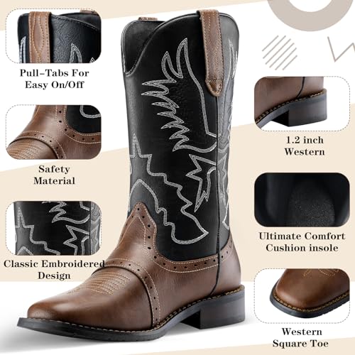 Cozypower Kids Cowboy Boots Western Square Toe Boots for Boys and Girls Cowgirl Halloween Costume for Little and Big Kid2