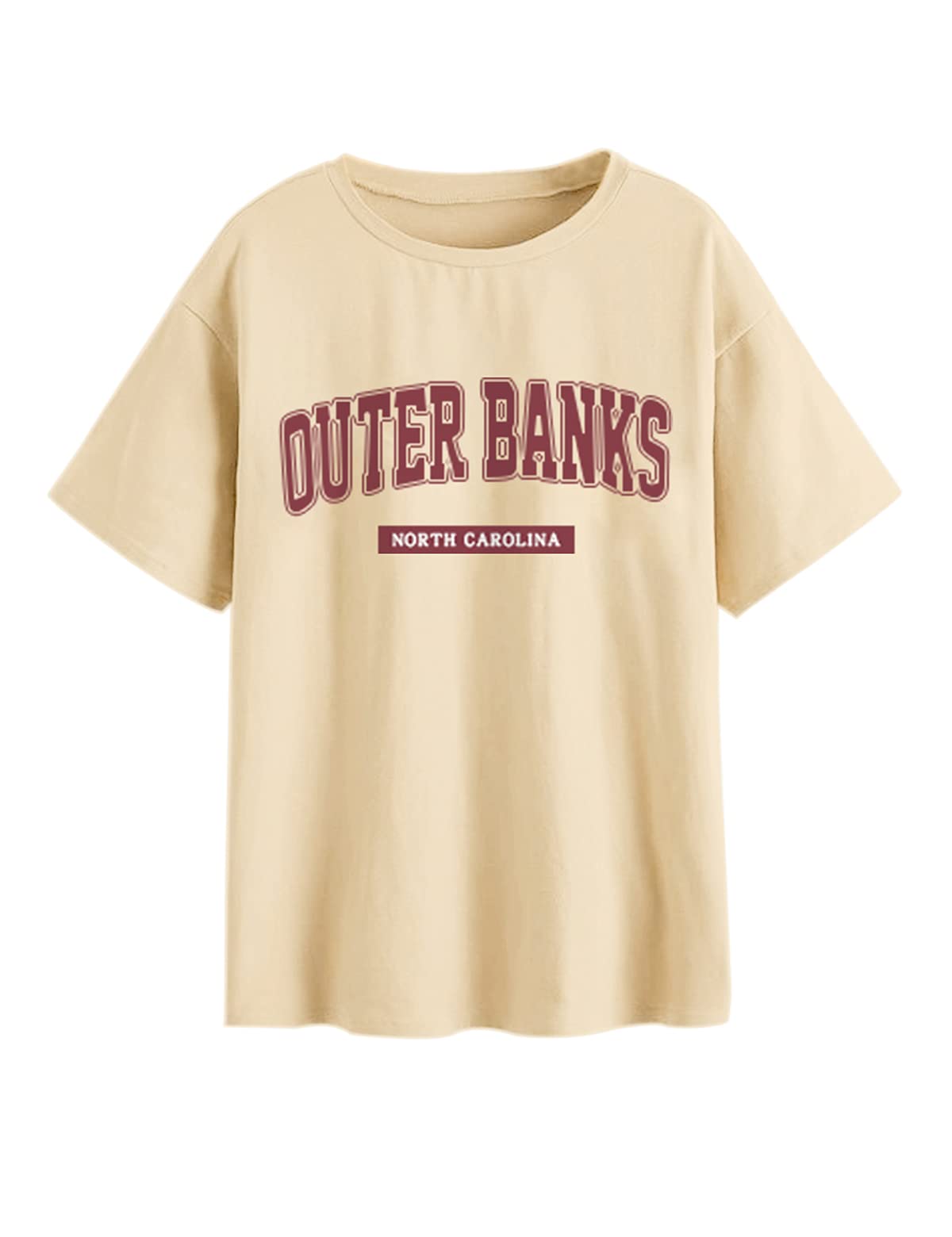 MeladyanWomen’s Oversized Letter Graphic Tee Drop Shoulder Short Sleeve Longline Round Neck T-Shirt Top