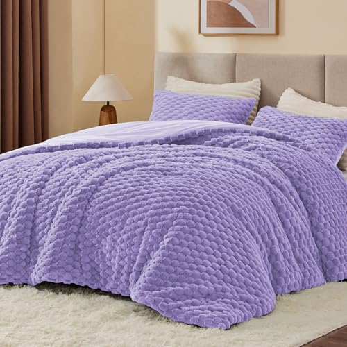 Image of BEDELITE Fluffy Twin Comforter Set - Light Purple Fleece Soft Comforter for Twin Size Bed, Luxury Warm Bedding Set for Winter, Fuzzy Bed Set 2 Pieces (1 Comforter, 1 Pillowcase)