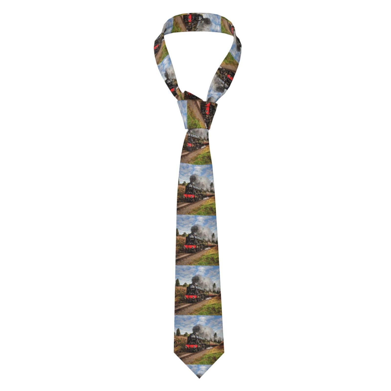 YOFIEN Steam Train, Neckties Mens Ties Polyester Novelty Skinny Tie