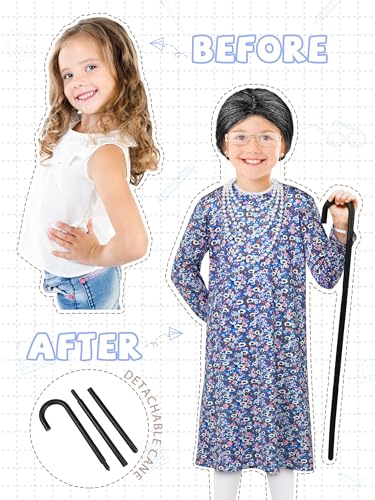 Disfraz niña abuela 8-10 años 10 piezas con peluca miniatura 4