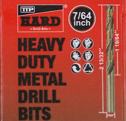 Ttp Hard Drills Bits 7/64-Inch, 10 X Imperial Drill Bits Cobalt For Drilling Harder Metals Stainless Chrome Aluminum Cast Iron #TOP1