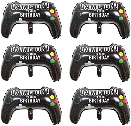 6 Packs Video Game Balloons, Reusable Game Controller Balloons, Balloons For Boys, 23.6'' x 15.7'' Aluminum Foil Balloons for Birthday Party and Game Party Decoration