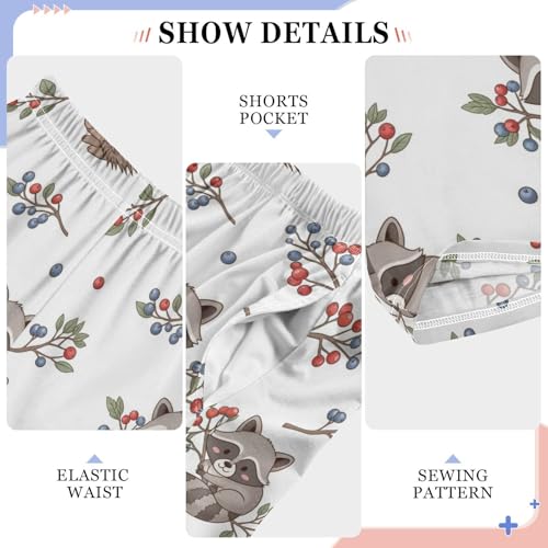 J JOYSAY Cartoon Raccoon Blueberry Pajamas Pants Soft Long Pajama Bottoms Lounge Sleep Pants Size S-XL4