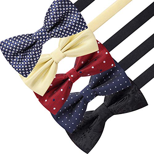 Image of AUSKY 8 PACKS Elegant Adjustable Pre-tied Bow Ties for Men Boys (1&4&5&6&8 Pack for option)