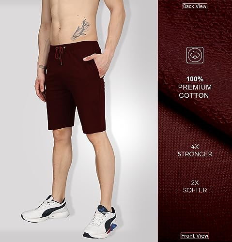 Image of Sleepynuts Regular Fit Terry Cotton Plain Shorts for Men