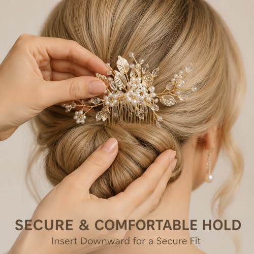 Gnovldg Accessoires Cheveux Mariage, Doré Pince Cheveux Mariage Strass – vue 5