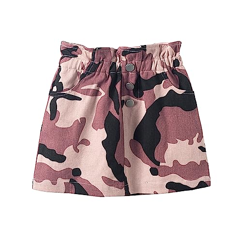 Mud Kingdom Toddler Girls Mini Skirts Cute Pink Camouflage 3T Casual Summer Fashion Biult-in Short Ruffled