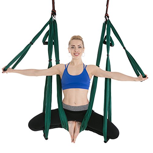 ele ELEOPTION Strong Antigravity Yoga Hammock Sling Inversion Tool for Air Inversion Exercises Yoga Swing Set Trapeze Sling Hammock Yoga Gifts for Women Adult Kids Green