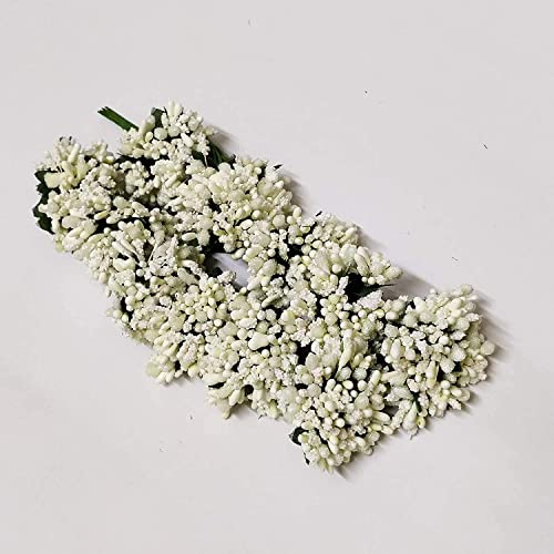 Image of Prokart Premium Pollen Flowers for Hair Accessories, Tiara Making, Jewelry Making and Dress Decoration | 8 Bunch of 12 Pollens Each | (Pack of 96 Pcs) (Off White)