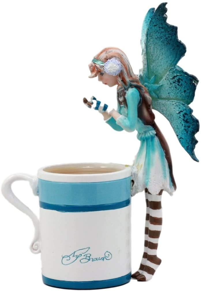 Atlantic Collectibles - Figura de hada de cacao, color marrón y crema, figura de hada de cacao caliente, 15,24 cm de alto