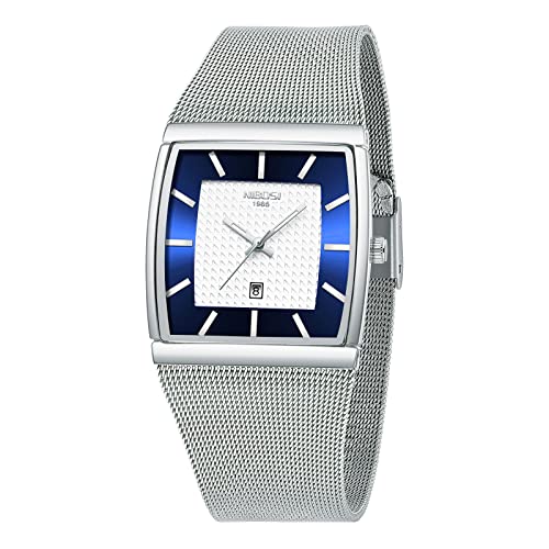 NIBOSI Orologio Uomo Analogico Minimalista - Quadrante Nero, Cronografo Al Quarzo, Cinturino In Acciaio Inox Nero, Regalo Con Kit Regolazione