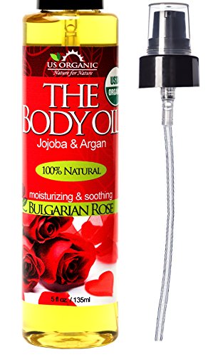 US Organic Body Oil - Romantic Sexy Bulgarian Rose- Jojoba and Argan Oil