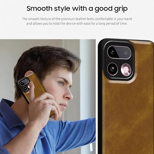 Image of amazon basics Back Cover for Realme 16 Pro Plus 5G | Ultra Slim Soft Rubberised Case | Oil Feel Soft Leather Back | Camera Protection - Tan Brown