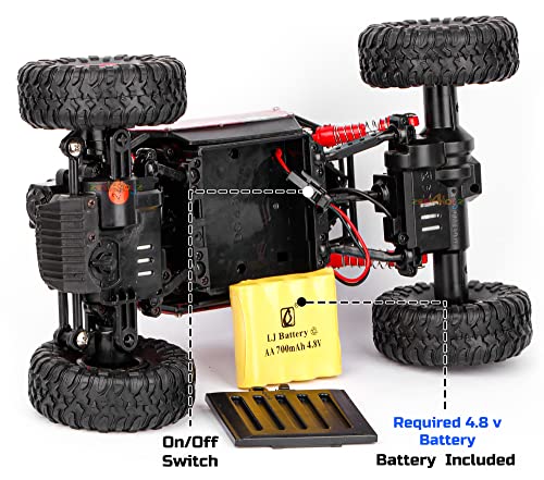 Image of Zest 4 Toyz Remote Control Rechargeable Rock Crawler Car 2.4G Radio Control rC Cars 4WD Off Road RC Monster Trucks Toys for Kids Boys (Red)