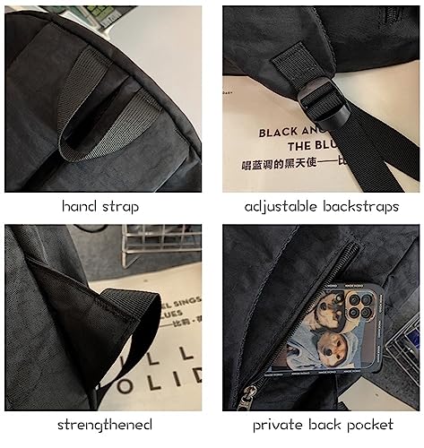 JHTPSLR Vintage Aesthetic Backpack Preppy Backpack Patches Stars Retro Stars Backpack Dark Academia Aesthetic Backpack (Black)3