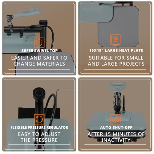 HTVRONT Swing Heat Press 15x15 Azul miniatura 5