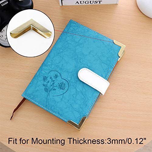 Image of uxcell 8pcs Box Corner Protectors Vintage Brass Tone Guard Edge Cover Scrapbook Album Jewelry Box Corner Decor