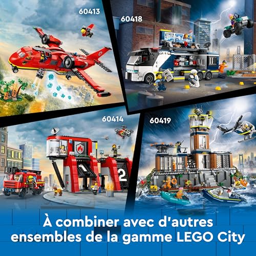 LEGO City La Caserne et Le Camion de Pompiers, Jouet de Figurine de Chien et 5 Minifigurines, Jeu Imaginatif et d'action, Cadeau d'anniversaire pour Garçons et Filles Dès 6 Ans 60414