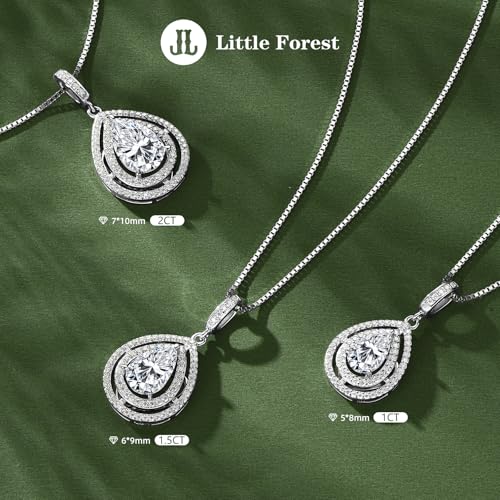 Moissanite Necklace for Women,1/1.5/2 Carat Pear Cut D Color VVS1 Moissanite Pendant, 925 Sterling Silver Jewelry Birthday Valentine Wedding Christmas Gifts for Mom Wife2