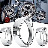 GZDLMoto Motorcycle Lights Ring Kit, 7' Headlight & 4.5'' Fog Light Visor Trim Ring, Chrome, Sunshade Functionality,For Harley Touring Road King Street Glide Electra Glide 2014-up