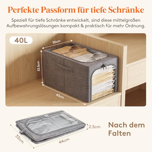Lifewit 4 Stück 40L Faltbare Kleideraufbewahrungsbehälter mit Metallrahmen – Ansicht 2