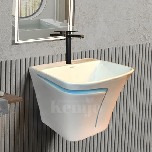 Image of Wall Mounted Wash Basin for Bathroom | Wall Hung Wash Basin /Sink (15.35 x 16.14 x 13 Inch, SFKOP - 203)