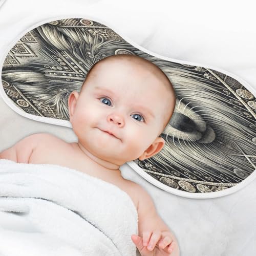 Vintage Wolf Head Beige Baby Burp Cloths Soft Burp Cloth Burp Rags Cotton Burp Clothes Absorbent Muslin Burp Cloths for Newborn Girl Unisex Boy 1 Pack 22x11 Inches4
