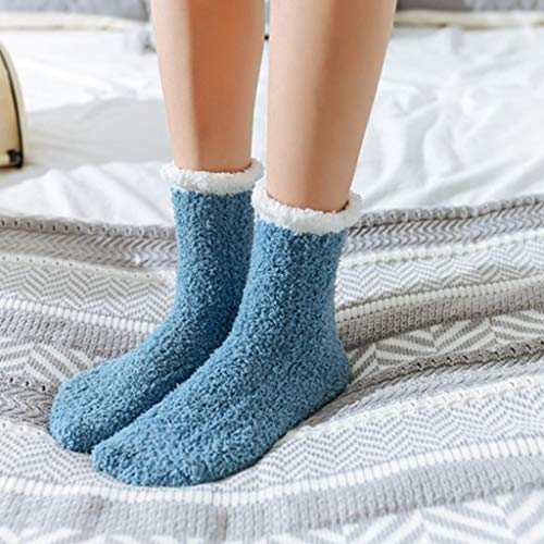 Sock,Womens Winter Coral Fuzzy Slipper Socks Cable Knit Warm Hosiery4