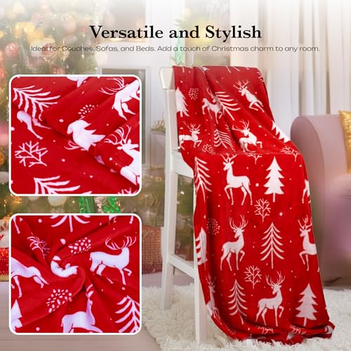 Christmas-Throw-Blanket-Luxurious-Red-Reindeer-and-Tree-Design-Soft-Plush-Microfiber-Fleece-Perfect-for-Couch-Sofa-Bed-Cozy-Lightweight-Winter-Decor-50-x-60