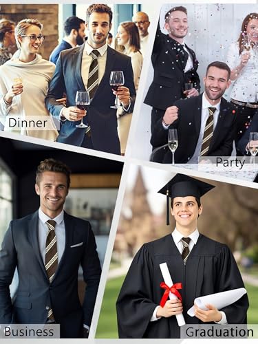 Image of Luckyvestir Striped Ties for Men Classic 3.15 inch Men's Tie Formal Neckties for Business Graduation Dinner Wedding