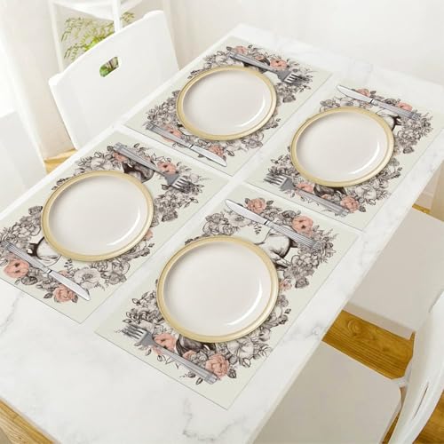 Set de table fleur et cheval idéal pour repas en terrasse et table de salle à manger - 7