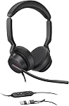 Yealink UH46 USB-C/USB-A Headset with Mic, Wired Headphones with 3 Noise Cancelling Microphones for PC/Computer/Laptop, Teams Certified, in Line Controls for Home Office Online Meetings, Plug & Play
