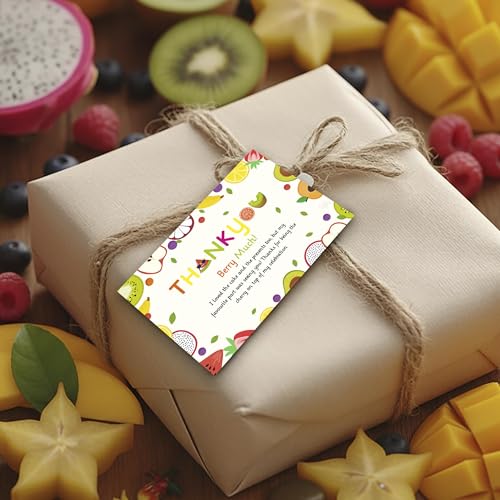 Image of Just Party Fruits Theme Thank You Cards for Return Gifts for Birthday Party (Pack of 10) | Colourful Thank You Tags for Return Gift for Boys & Girls