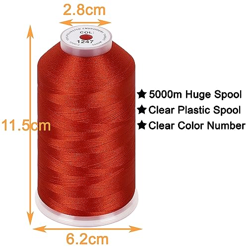 Image of New brothread - Single Huge Spool 5000M Each Polyester Embroidery Machine Thread 40WT for Commercial and Domestic Machines - Persimmon