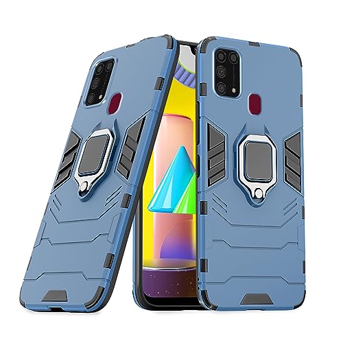 Pikkme Samsung Galaxy M31 / M31 Prime / F41 Back Cover | D5 Tough Armor Bumper | 360 Protection Case | Ring Holder Stand Case (Blue)- Best and cheap mobile covers in India
