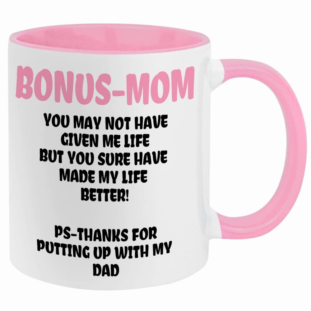 Fatbaby Bonus Mom Coffee Mug,Funny Coffee Mug Gifts for Step Mom from Daughter Son Stepdaughter,Valentine's Day Mother's Day Birthday Christmas Gifts for Stepmom