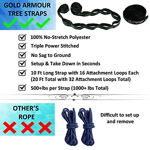image for Gold Armour Camping Hammock - Extra Large Double Parachute Hammock USA