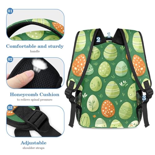 Sac à dos avec trousse ensemble cartable grande capacité vert œufs de Pâques - 4