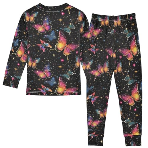 panksolu Pajama Sets Long Beautiful Colorful Butterfly Cotton Sleepwear Pjs 2 Piece,18M-8Y2