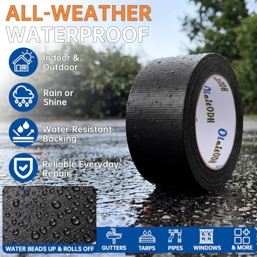 Image of Oleitodh Black Duct Tape Bulk, 2 Inches x 30 Yards, 22 Pack