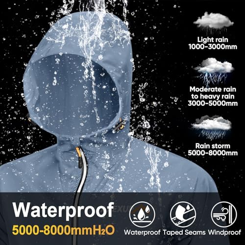 Image of APEXUP Packable Rain Jacket Men Waterproof Lightweight Raincoat with Hood