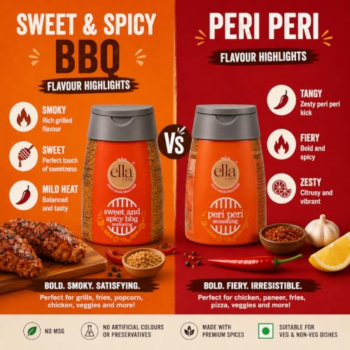 Image of Ella Foods Sweet and Spicy BBQ + Peri Peri Seasoning (Pack of 2 x 100 Gm)