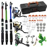 Kit Pesca Completo com 3 Varas 1,70m, 3 Molinetes Modelo 200, Caixa Organizadora, 12 Boias Lambari, Anzóis, Chumbadas, Acessórios